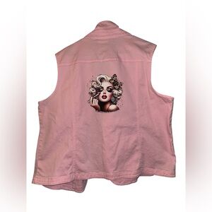 Pink Sleeveless Rhinestone Vest